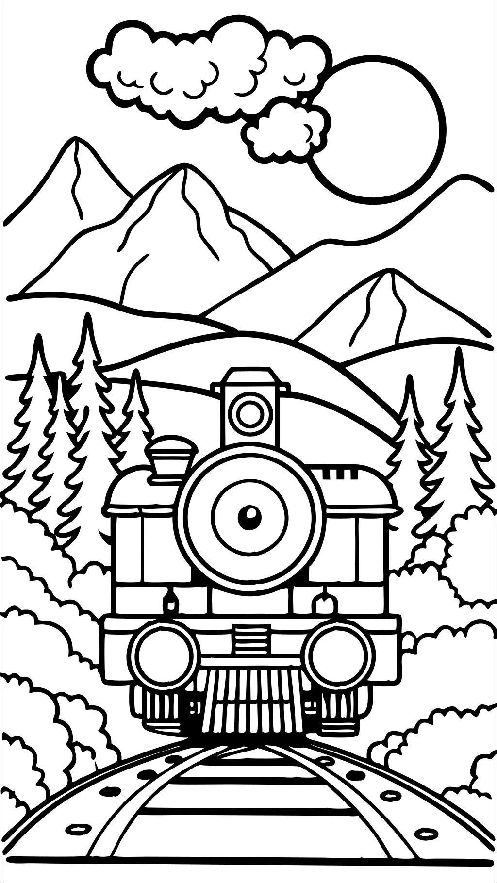 coloriage de train de moteur à vapeur